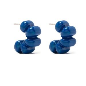 SUNNEI Puffy Style Half Moon Blue Earrings Made In Italy